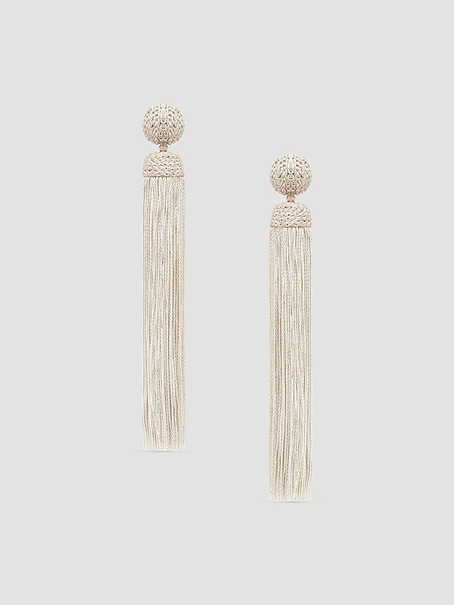 Oscar de la Renta Women's Long Tassel Clip-On Drop Earrings - Natural