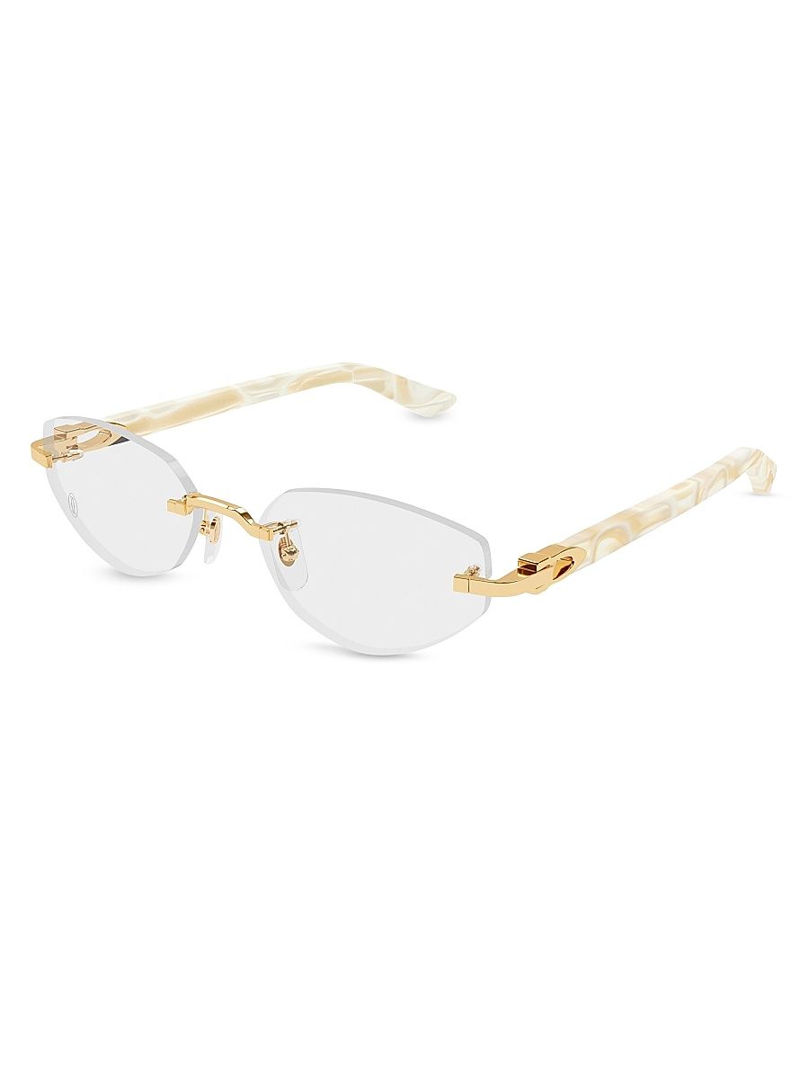 Women's C Decor 55MM Rimless Cat-Eye Eyeglasses - Gold White