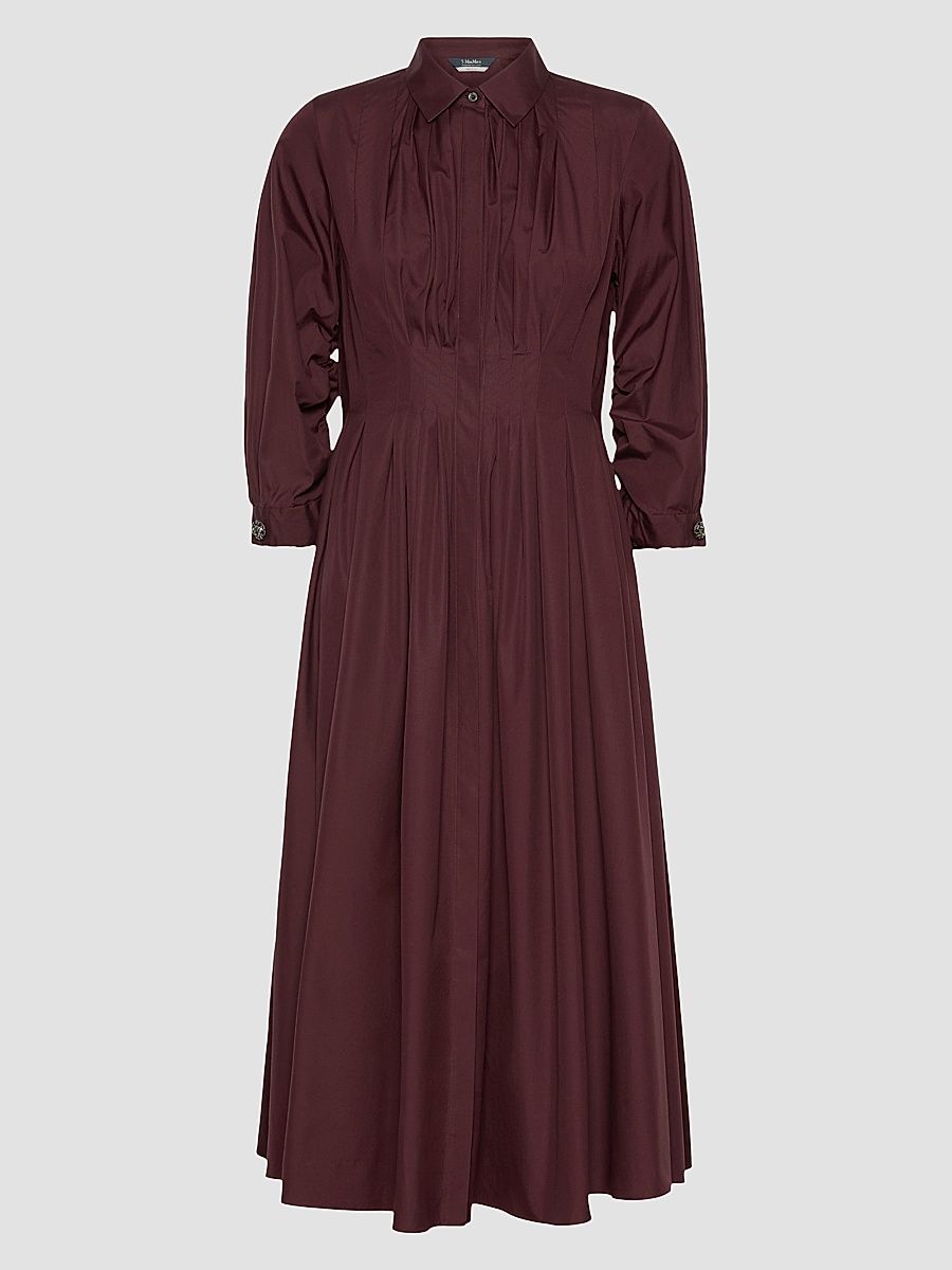 Women's Shirt Dress in Cotton Poplin - Dark Red - Size 12