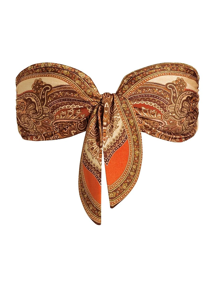Women's Mahon Scarf Tie Bikini Top - Tangerine Paisley - Size 8