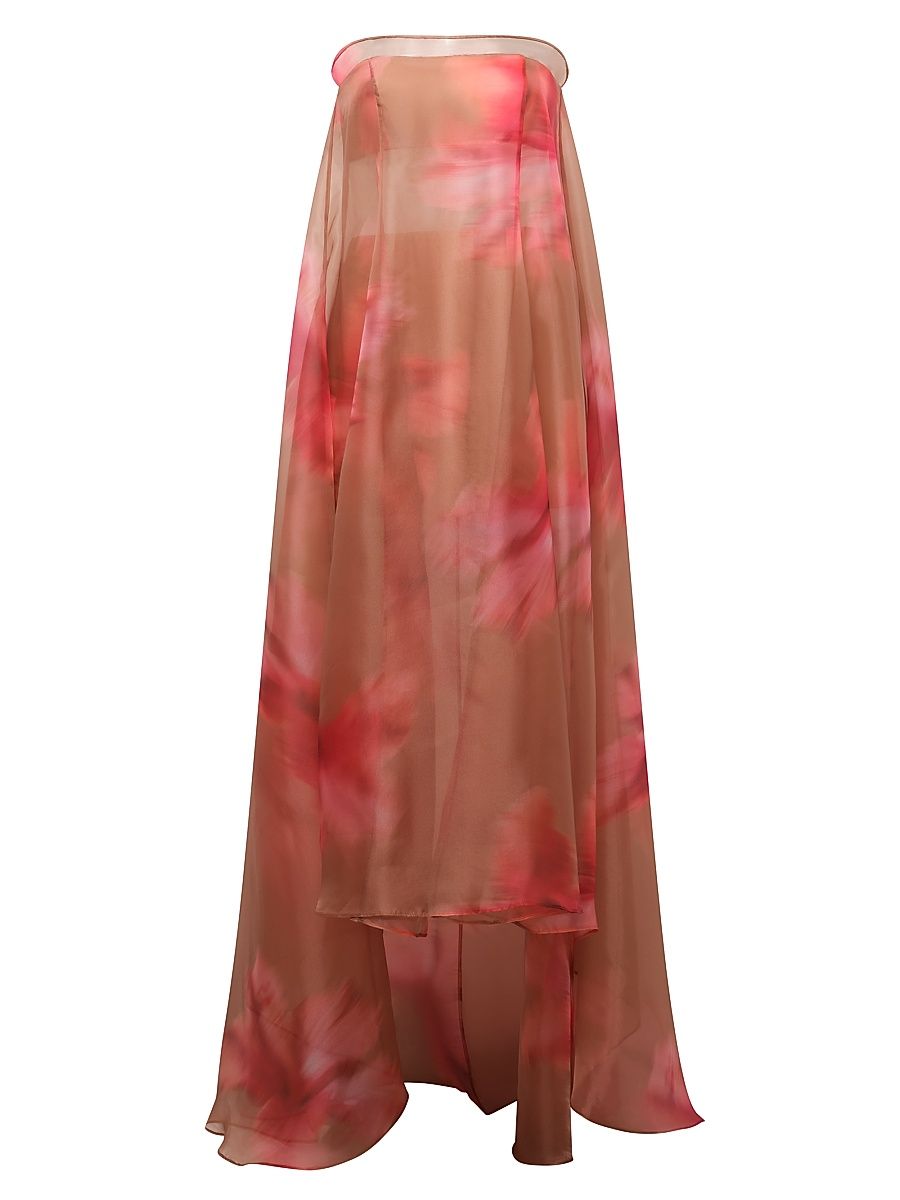Women's Annika Watercolor Floral Strapless Gown - Flame Meadow Print - Size 14
