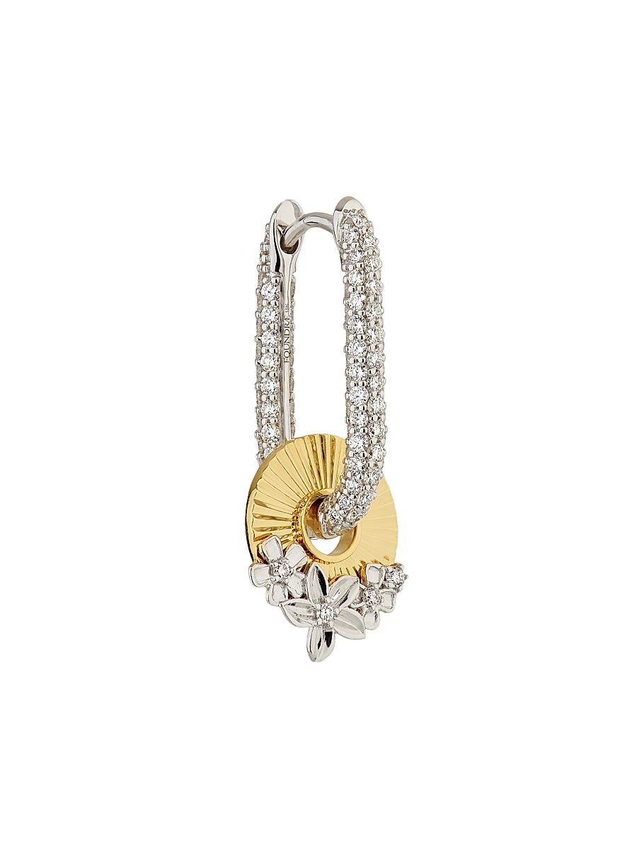 Women's Resilience Two-Tone 18K Gold & 0.02 TCW Diamond Single Fob Earring - Yellow Gold