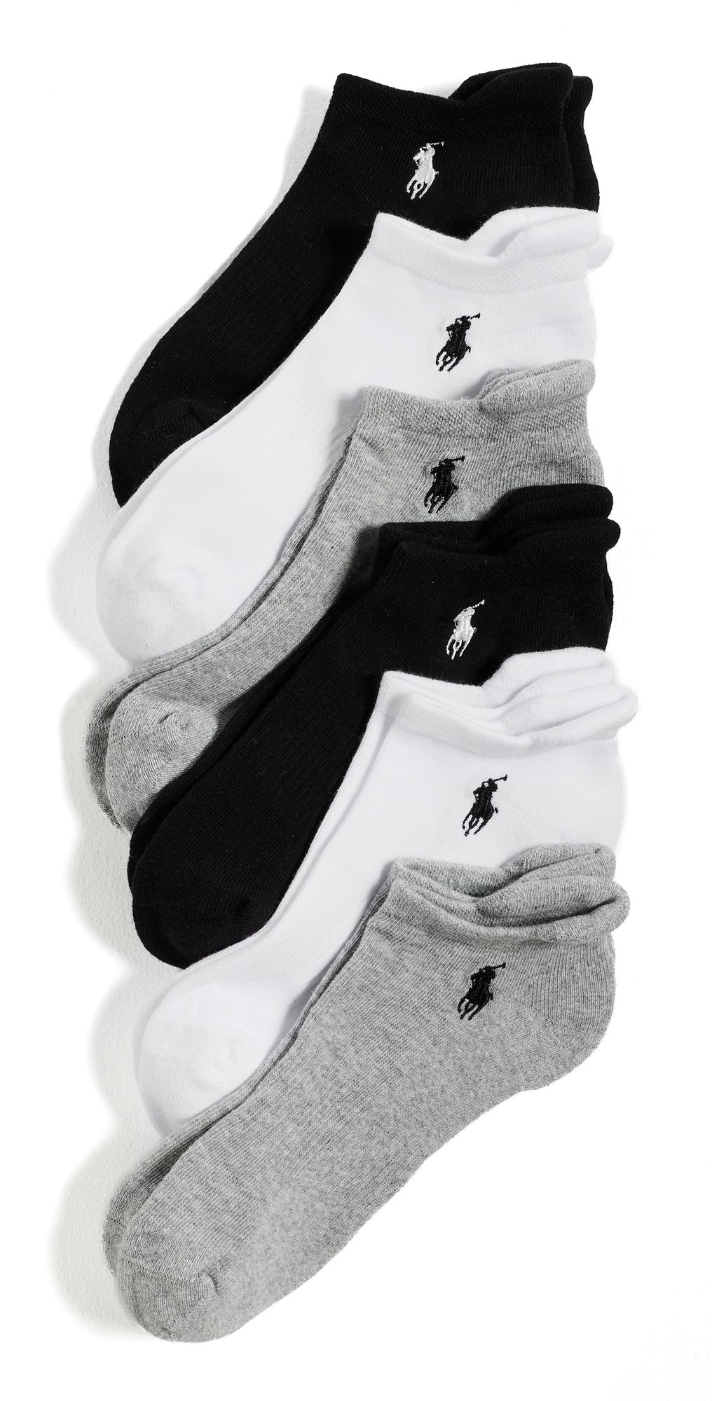 Polo Ralph Lauren Low Cut Half Cushion Socks 6 Pack Grey Assorted One Size