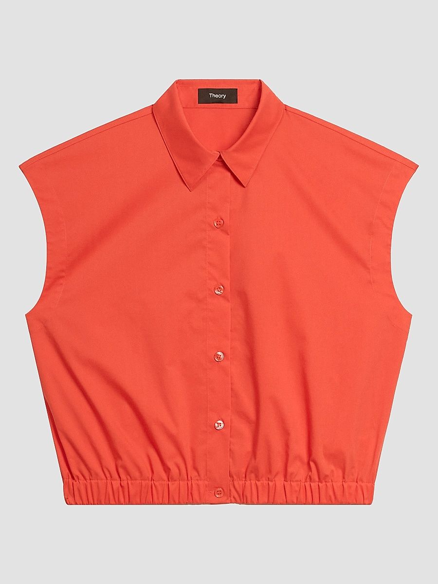 Women's Cotton Poplin Crop Shirt - Poppy - Size XL