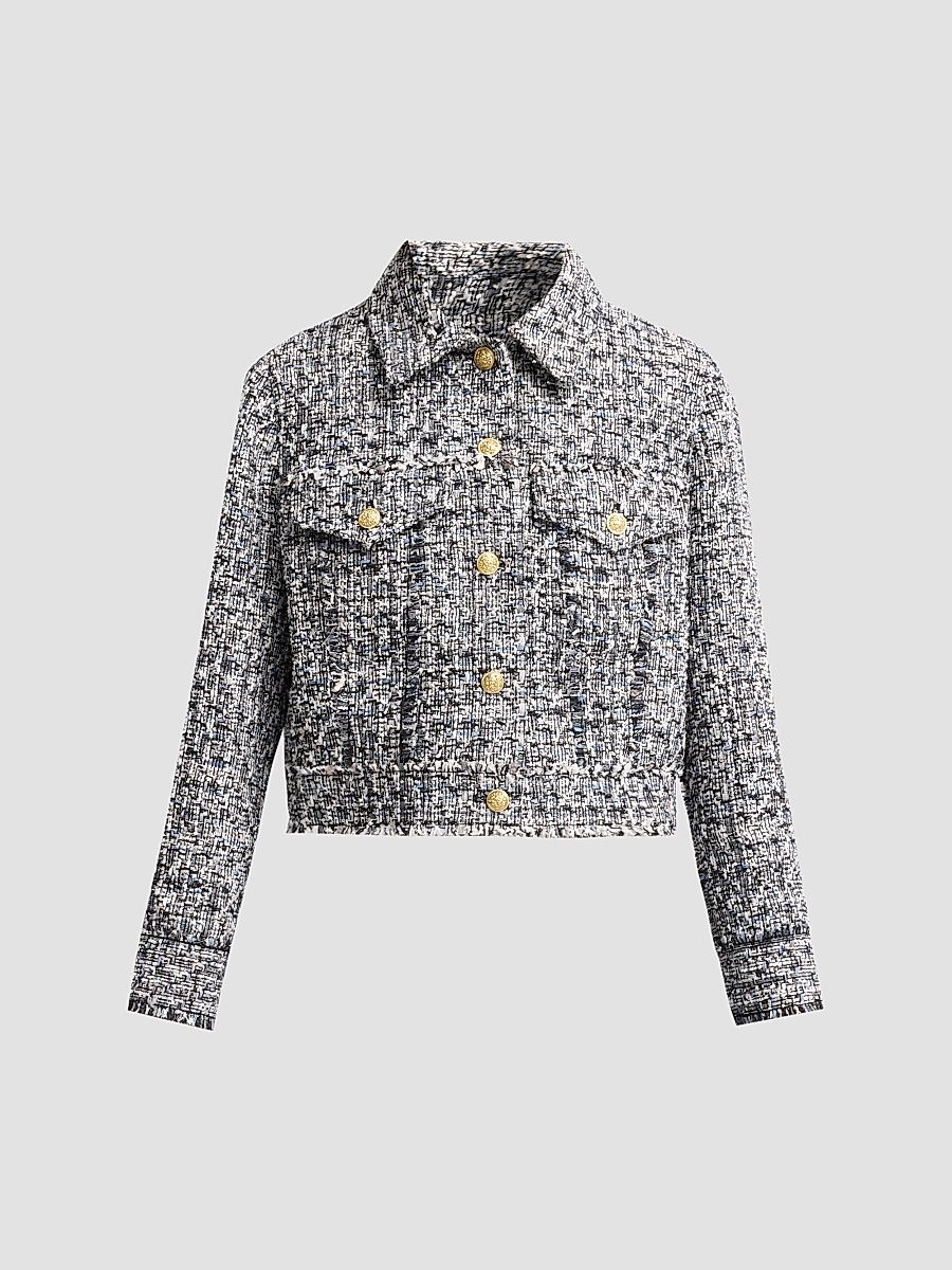 Women's Chloe Cropped Boxy Jacket - Black Off White - Size XS