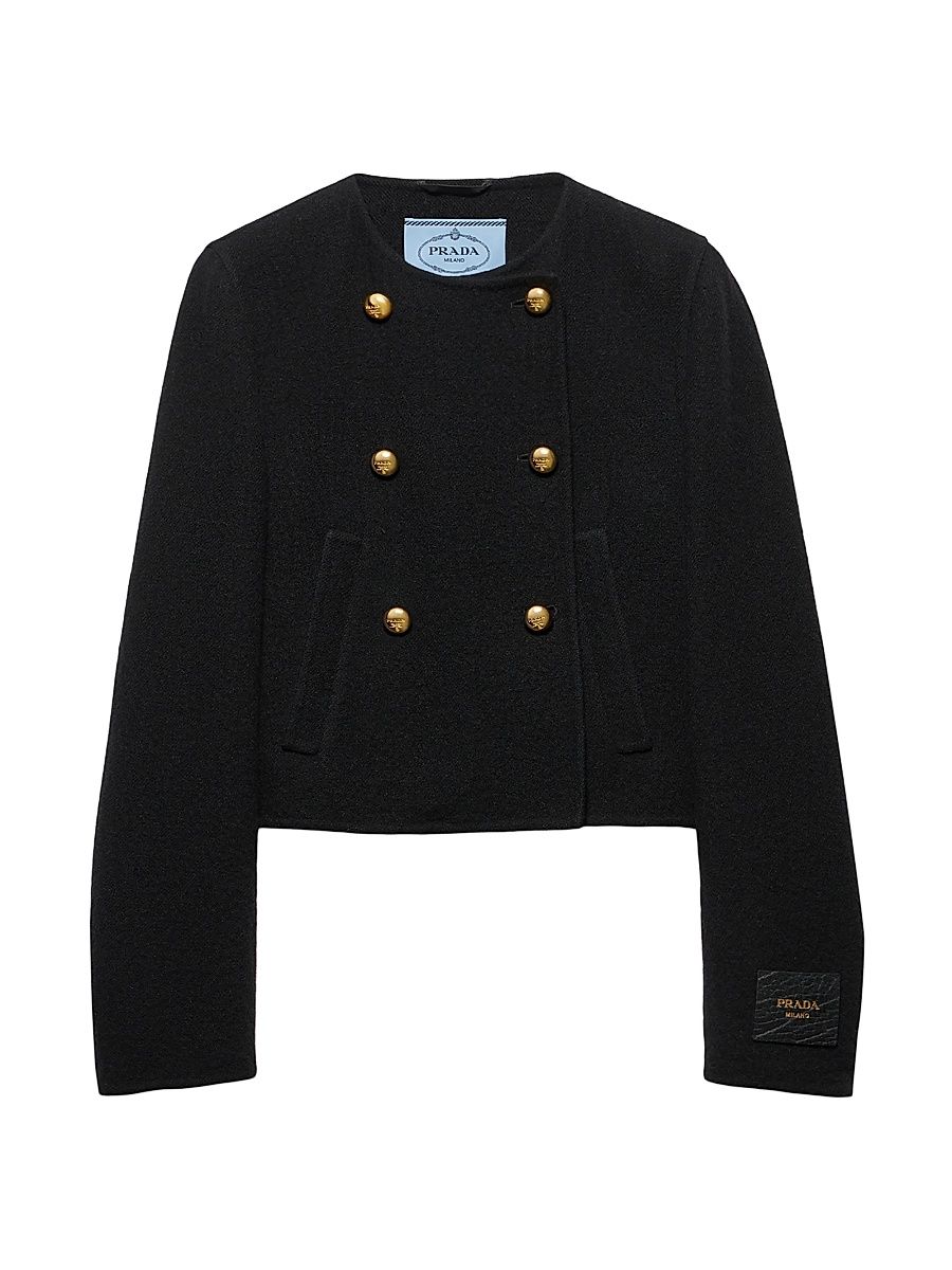 Women's Double-Breasted Twill Jacket - Black - Size 2