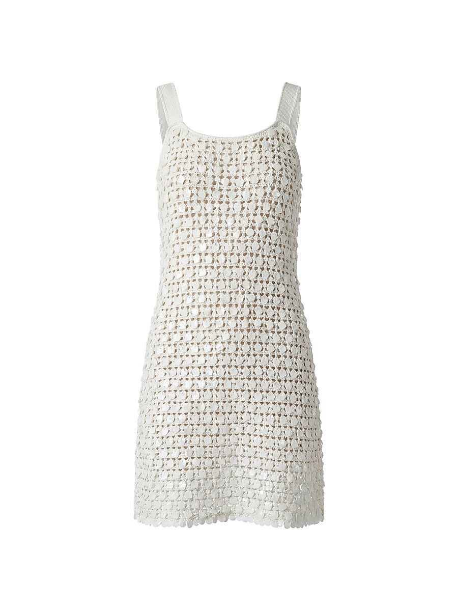 Women's Lala Paillette Open-Knit Mini Dress - Coconut - Size XL