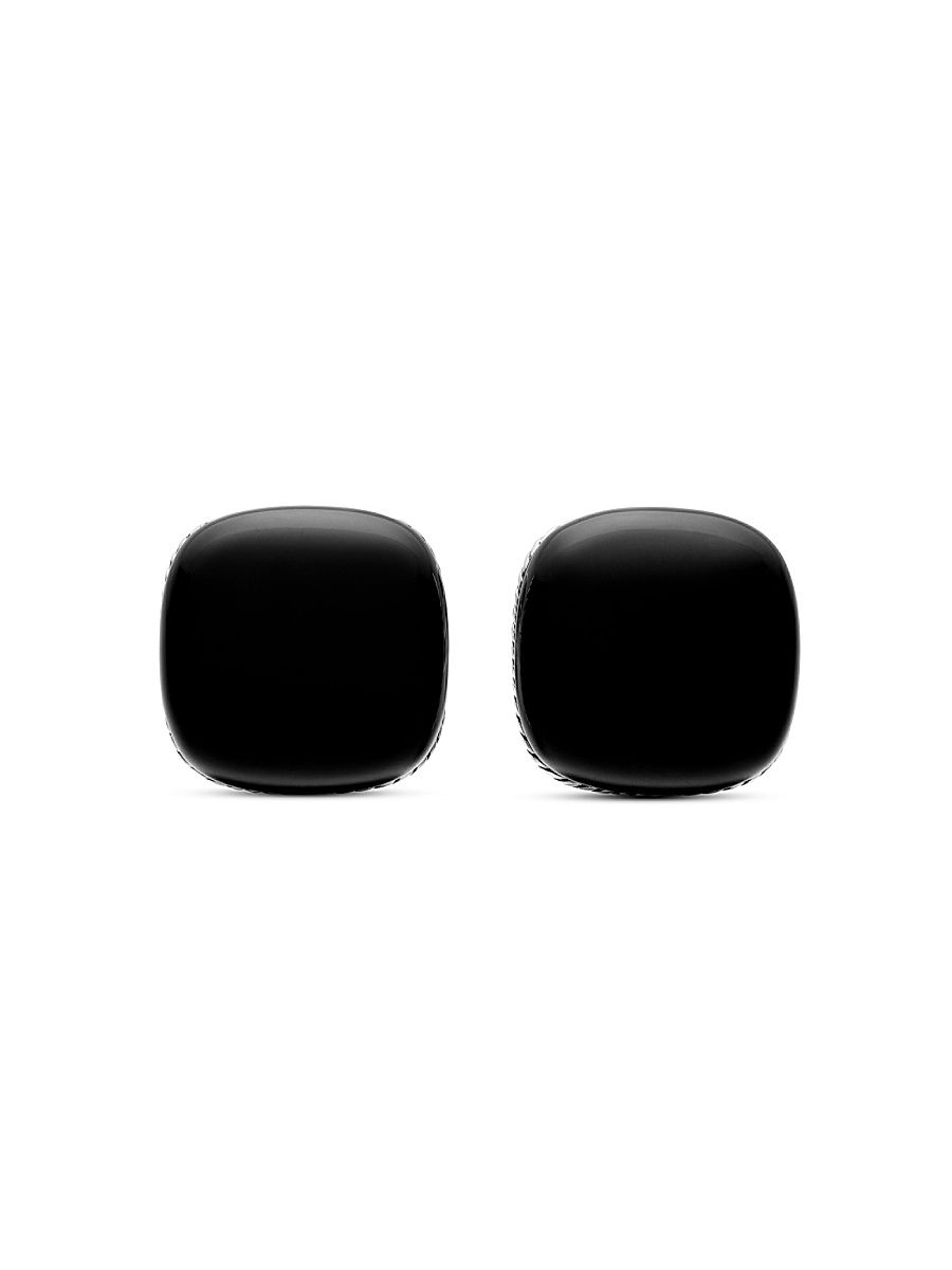 Men's Streamline Cushion Cufflinks in Sterling Silver - Black Onyx