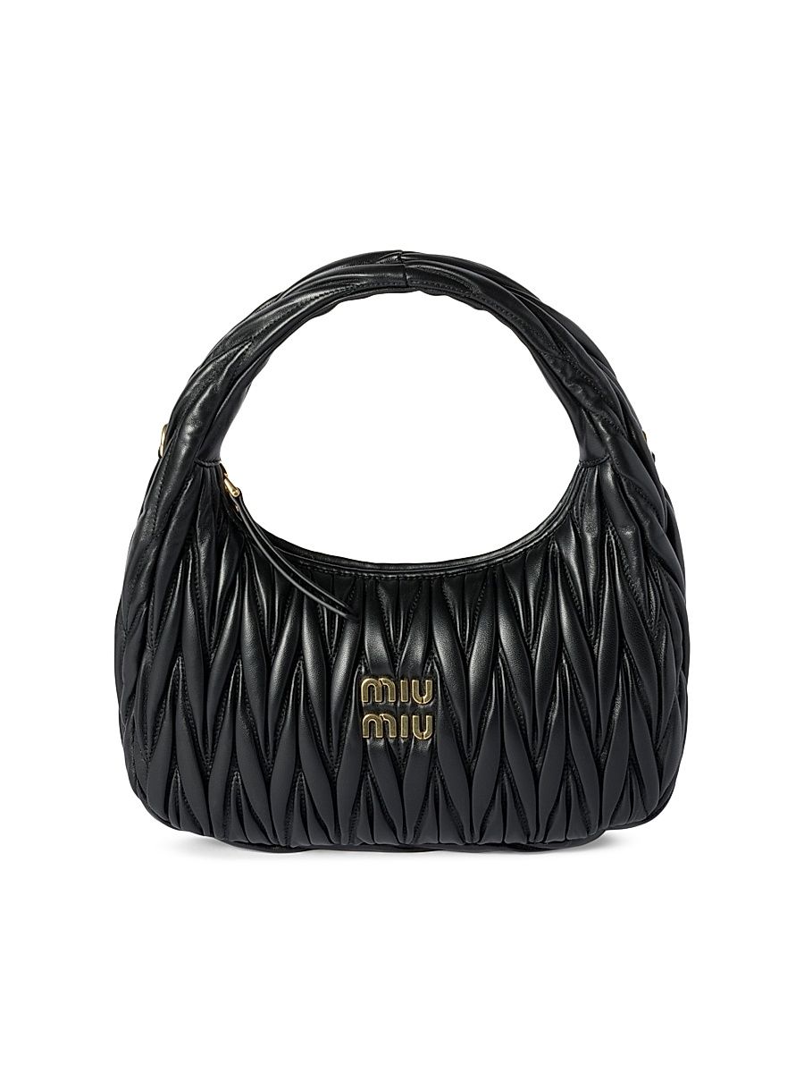 Miu Miu Women's Wander Matelassé Nappa Leather Top Handle Bag - Black
