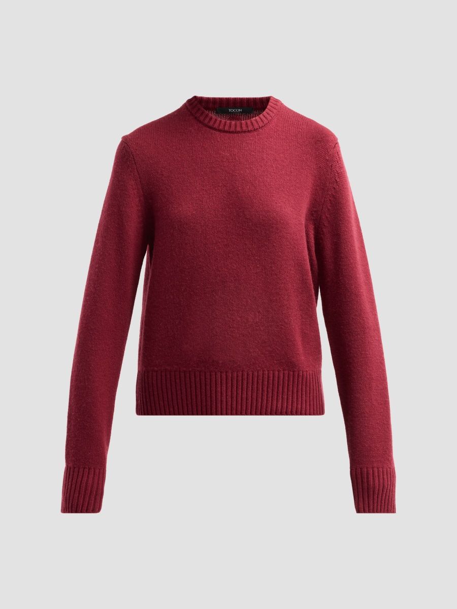 Toccin Women's Jenny Wool-Cashmere Crewneck Sweater - Wine - Size XL