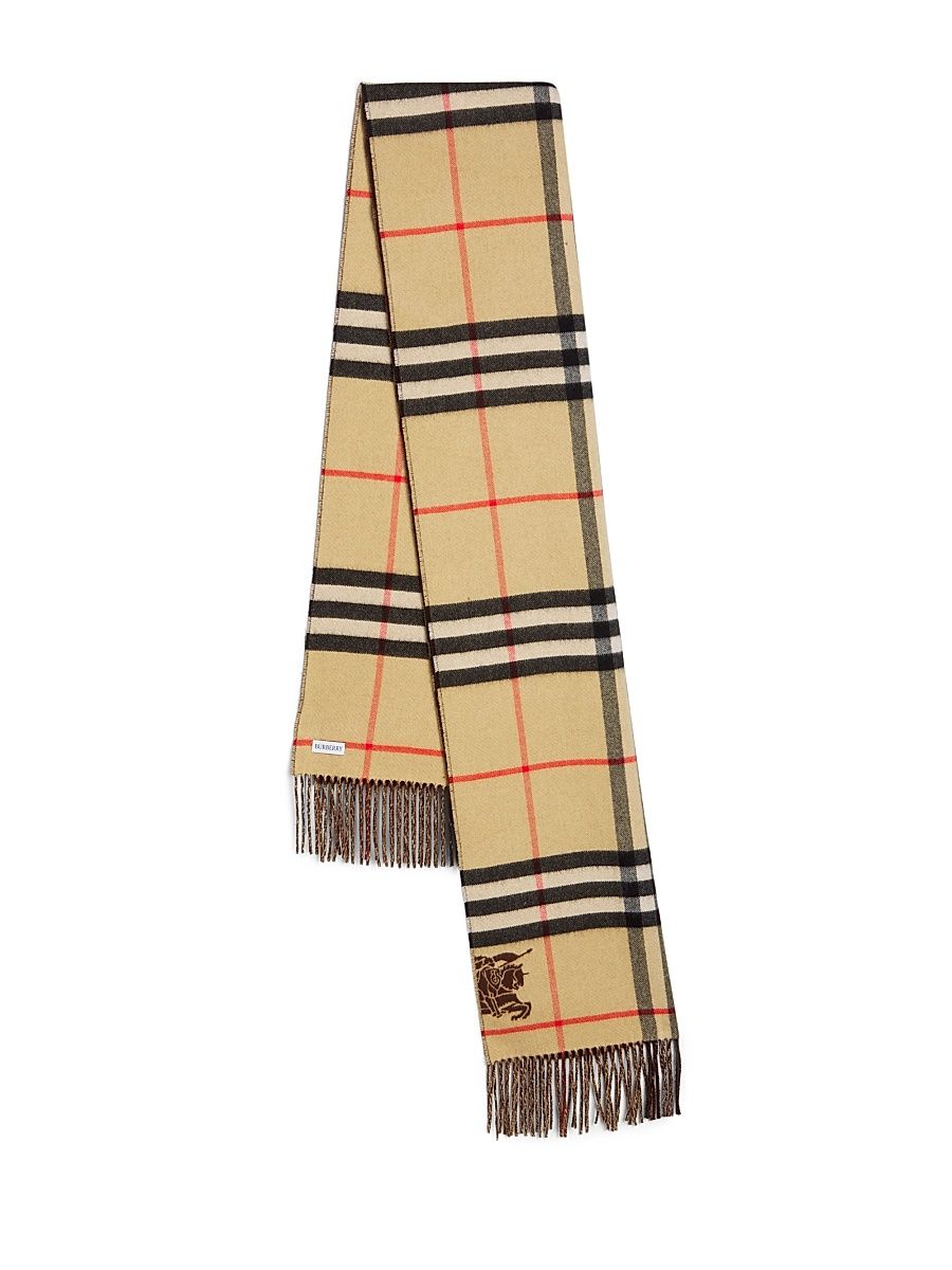 Men's Check Cashmere Scarf - Sand