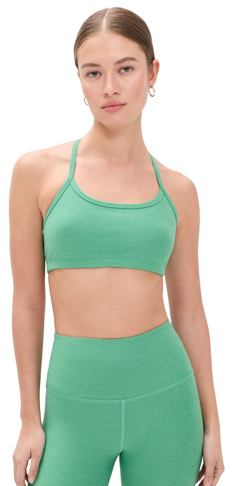 Beyond Yoga Slim Racerback Bra Bright Emerald Heather L