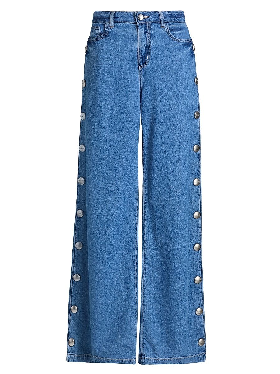 Women's Jennings Side-Snap High-Rise Wide-Leg Jeans - Torsten - Size 32