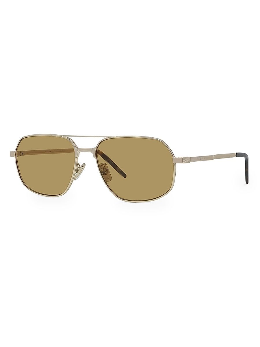 Men's GV One 57MM Aviator Sunglasses - Gold Brown