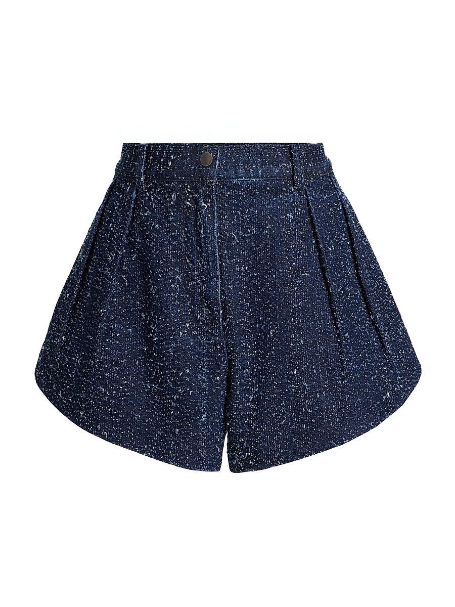 Women's Anissa Textured-Denim High-Rise Shorts - Dark Indigo - Size Large