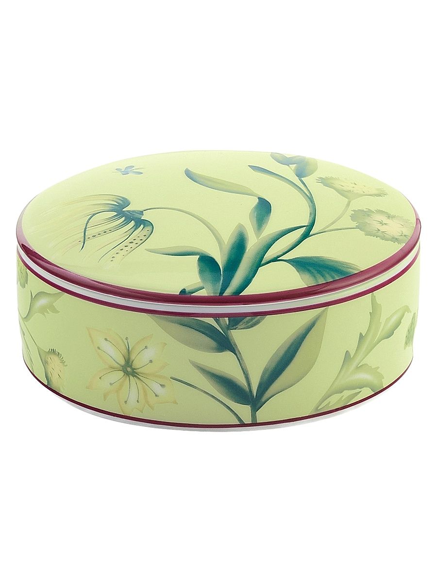 Florenza Porcelain Round Box With Cover - Greenclear