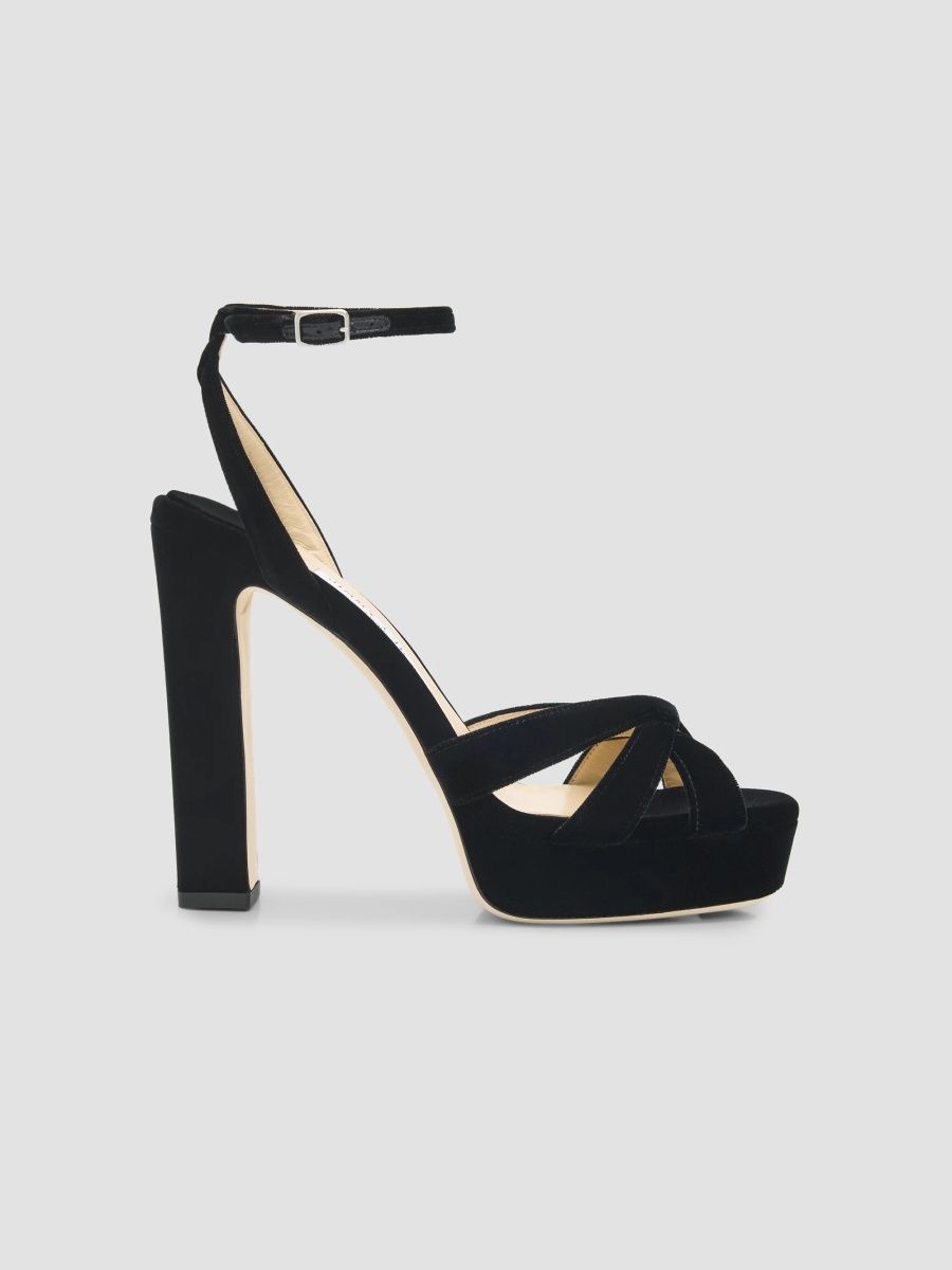 Jimmy Choo Women's Kove 120MM Velvet Platform Sandals - Black - Size 12