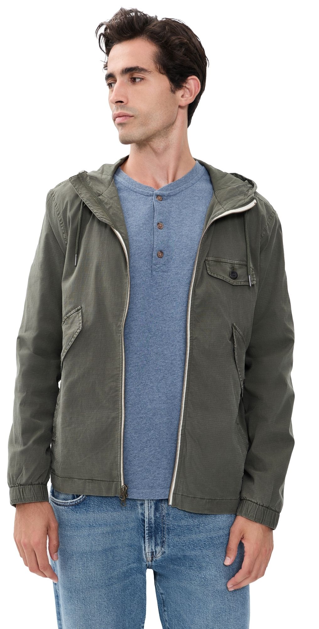 Marine Layer Ripstop Windbreaker Dark Green S