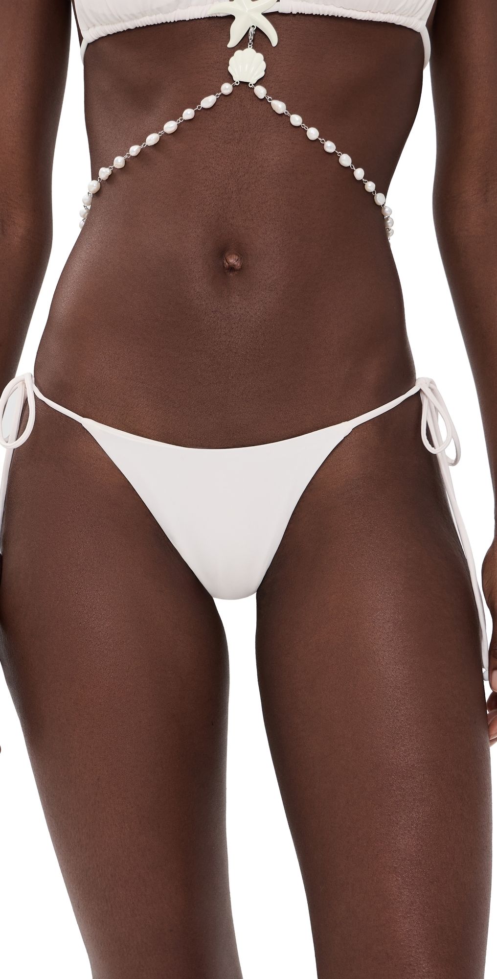 Leslie Amon Pearl White Bikini Bottoms White M