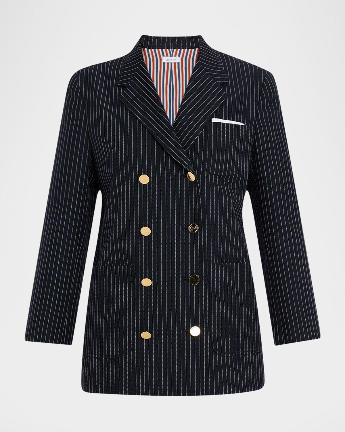Pinstripe Double-Breasted Sack Sport Coat