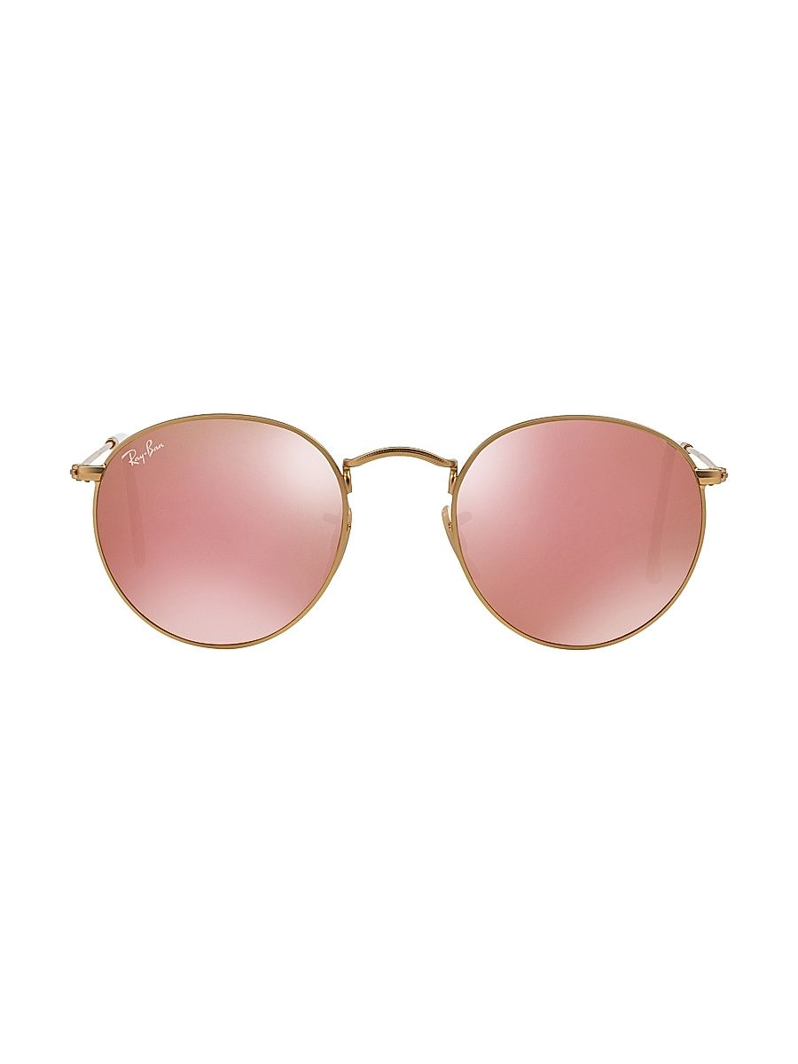 Women's RB3447 53MM Mirrored Round Sunglasses - Brown Pink