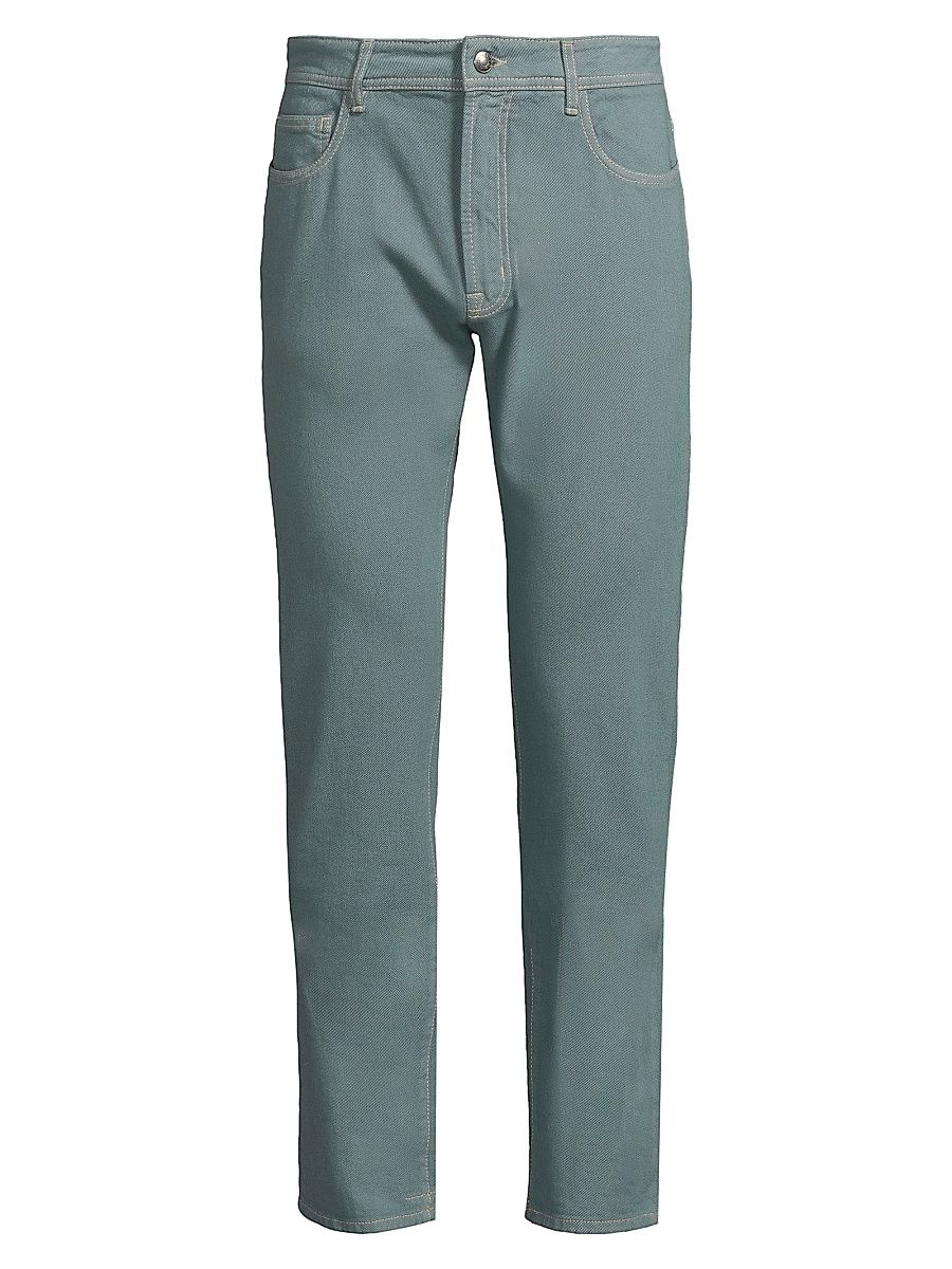 Men's Washed Modern-Fit Slim-Straight Jeans - Green - Size 40