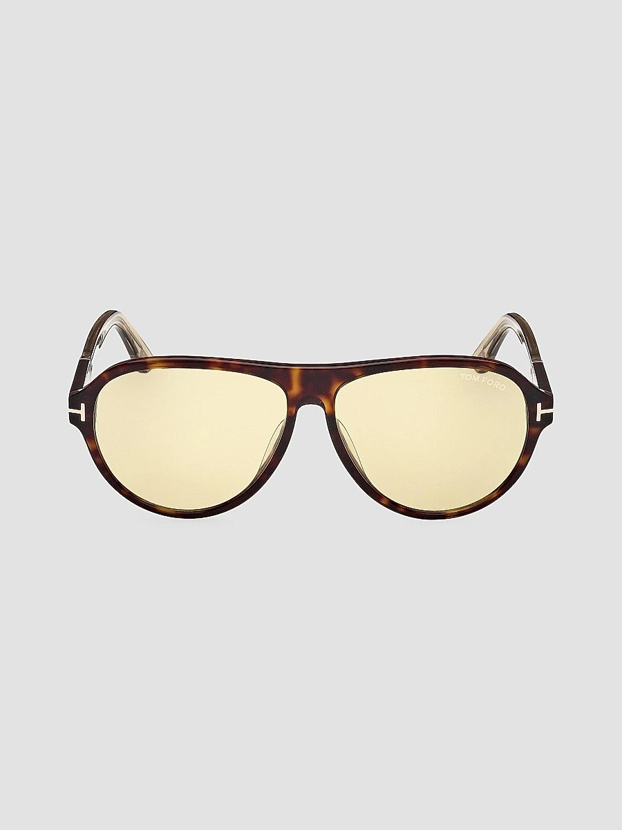 TOM FORD Men's Quincy 59MM Pilot Sunglasses - Dark Havana Amber