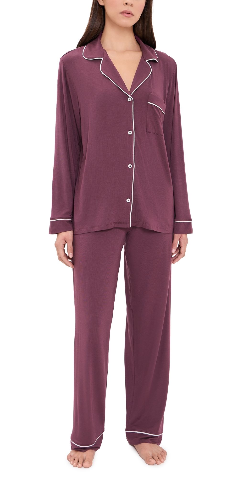 Eberjey Gisele Long Pajamas Set Wildberry/Ivory S