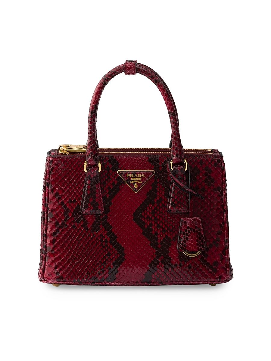Women's Galleria Small Python Leather Top Handle Bag - Red