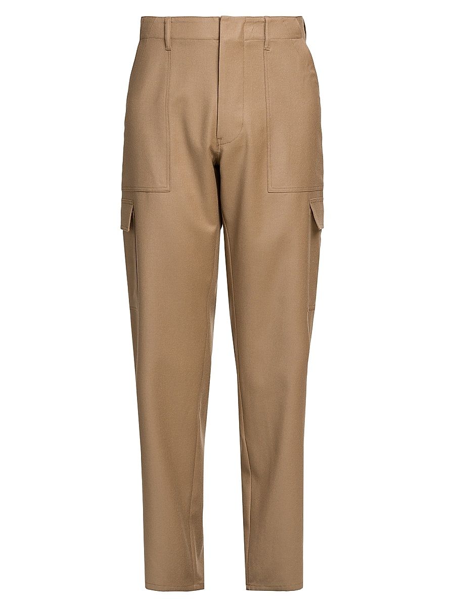 Men's Stretch-Cotton Slim-Fit Cargo Pants - Khaki Chiaro - Size 34