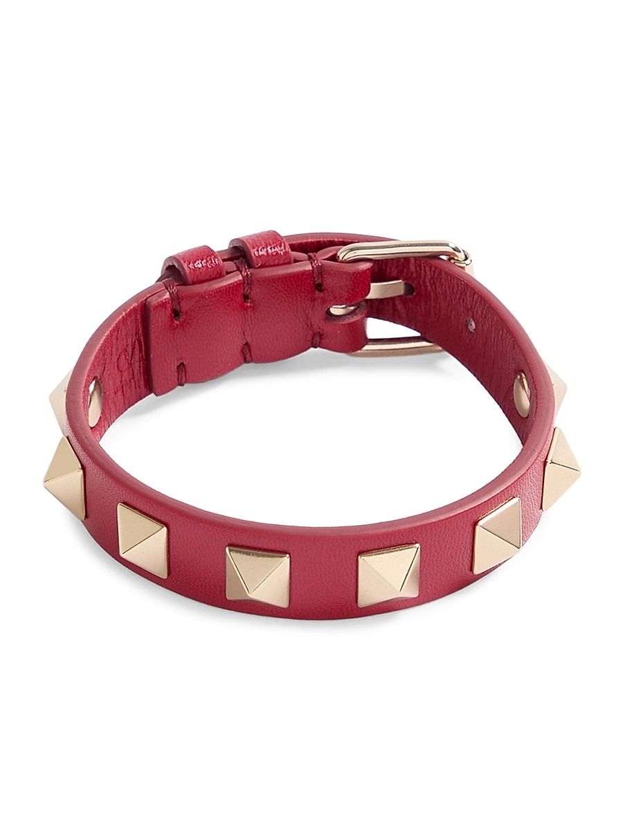 Women's Valentino Garavani Rockstud Leather Bracelet - Red