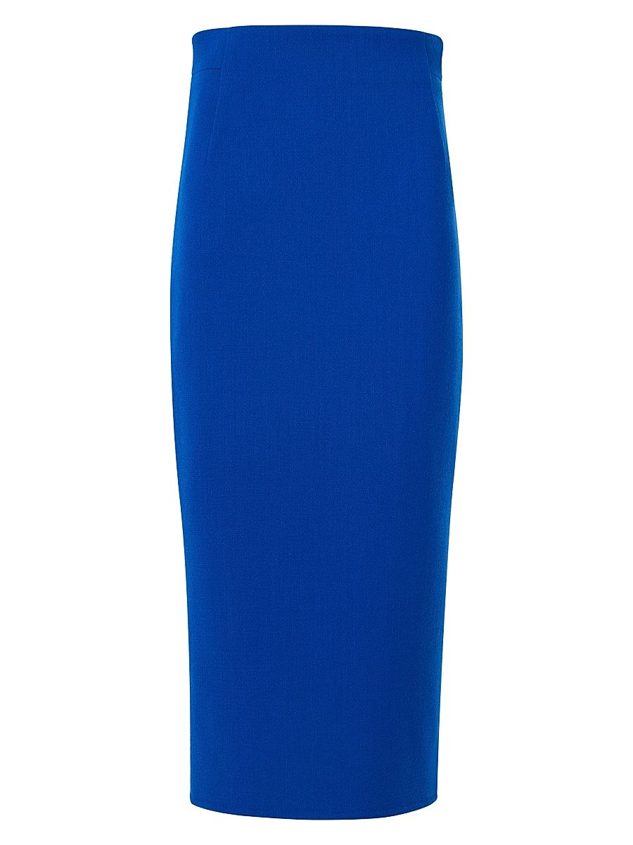 Women's Wool-Blend Crepe Pencil Skirt - Lapis Blue - Size 14