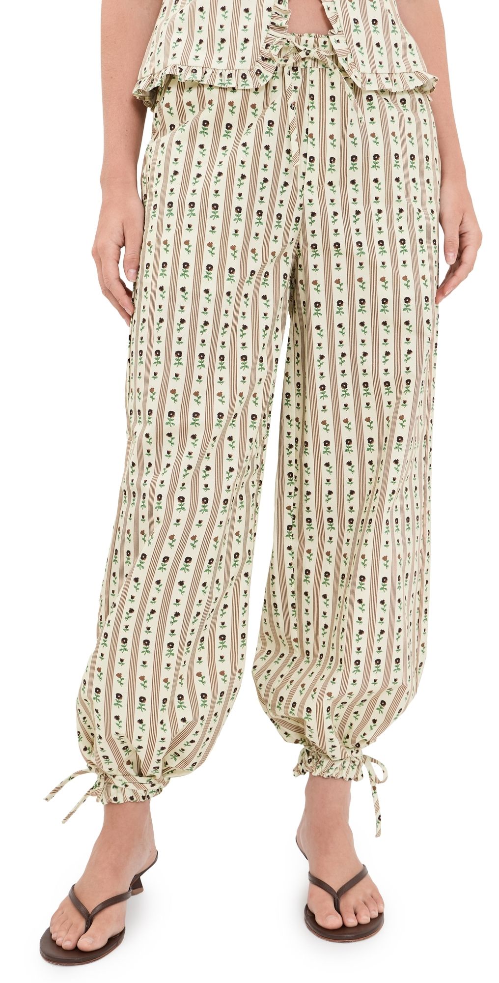 House of Sunny Vintage Rose Balloon Pants Multi Stripe 16