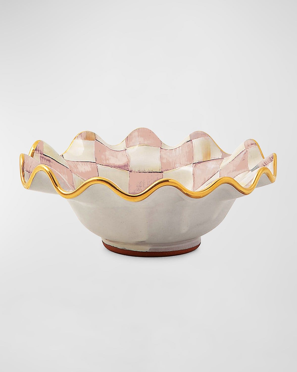 Rosy Check Ceramic Fluted Breakfast Bowl