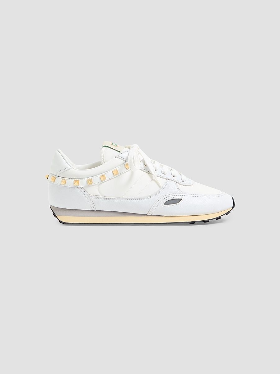 Men's Stud Up Sneaker in Leather and Nylon - White - Size 5
