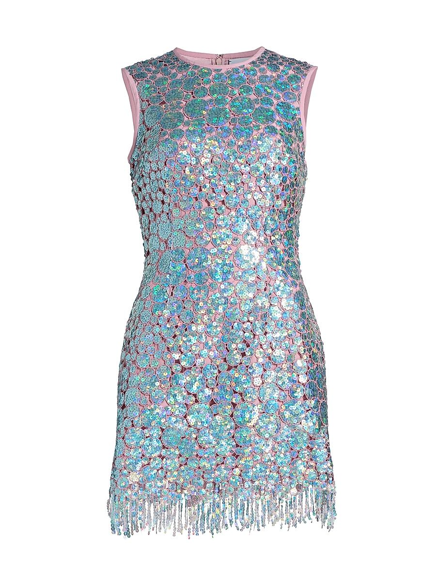 Women's Galaxie Iridescent Sequined Minidress - Blue Pink - Size 6
