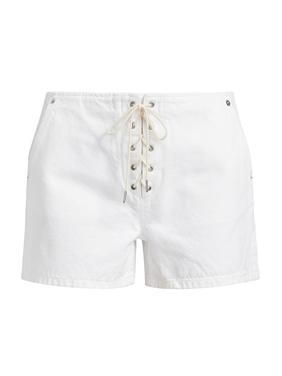 Women's The Boardwalk Lace-Up Shorts - White - Size 30