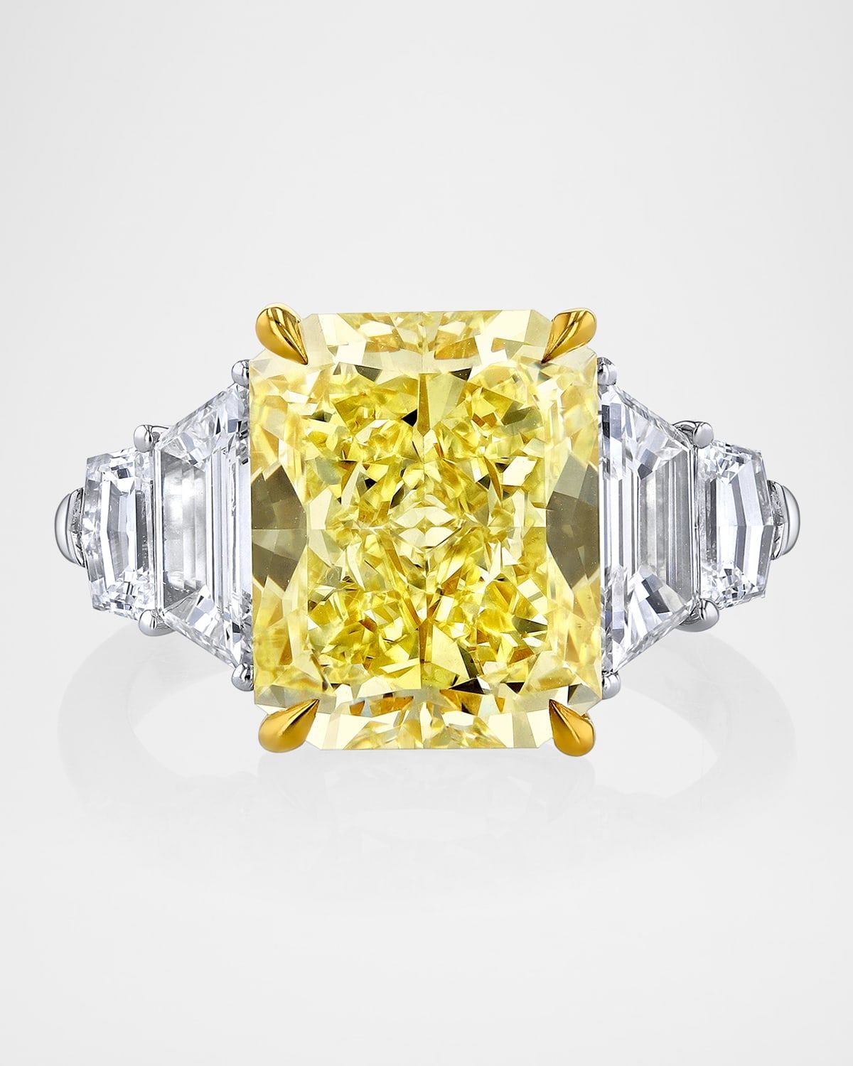 x Danielle Klein Platinum and 18K Yellow Gold Radiant-Cut Diamond Statement Ring, Size 6.5, 7.49tcw