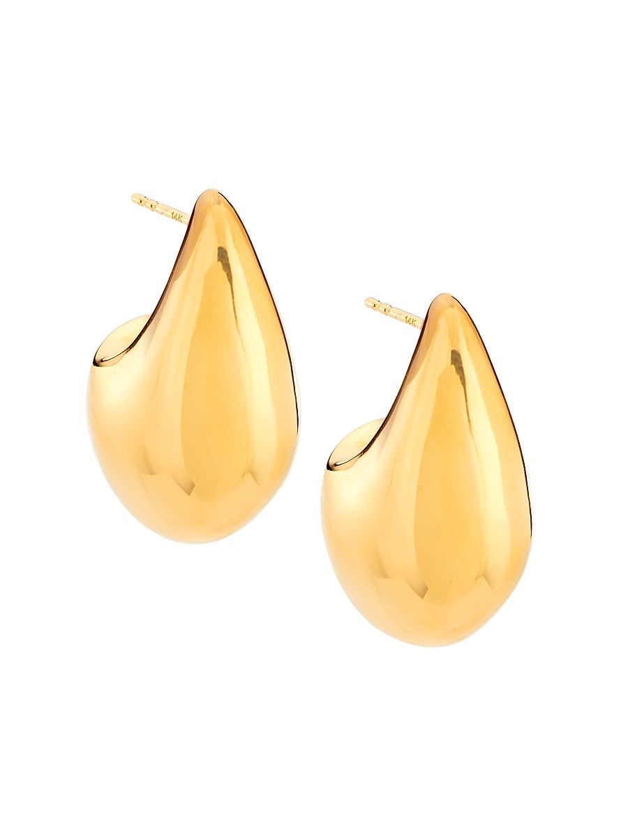 Women's 14K Yellow Gold Puffy Teardrop Earrings - Gold