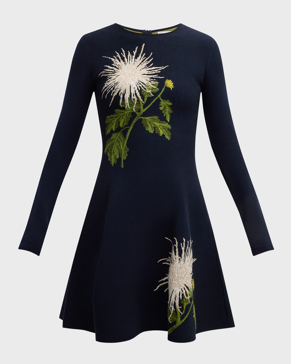 Chrysanthemum Jacquard Fit Flare Knit Dress