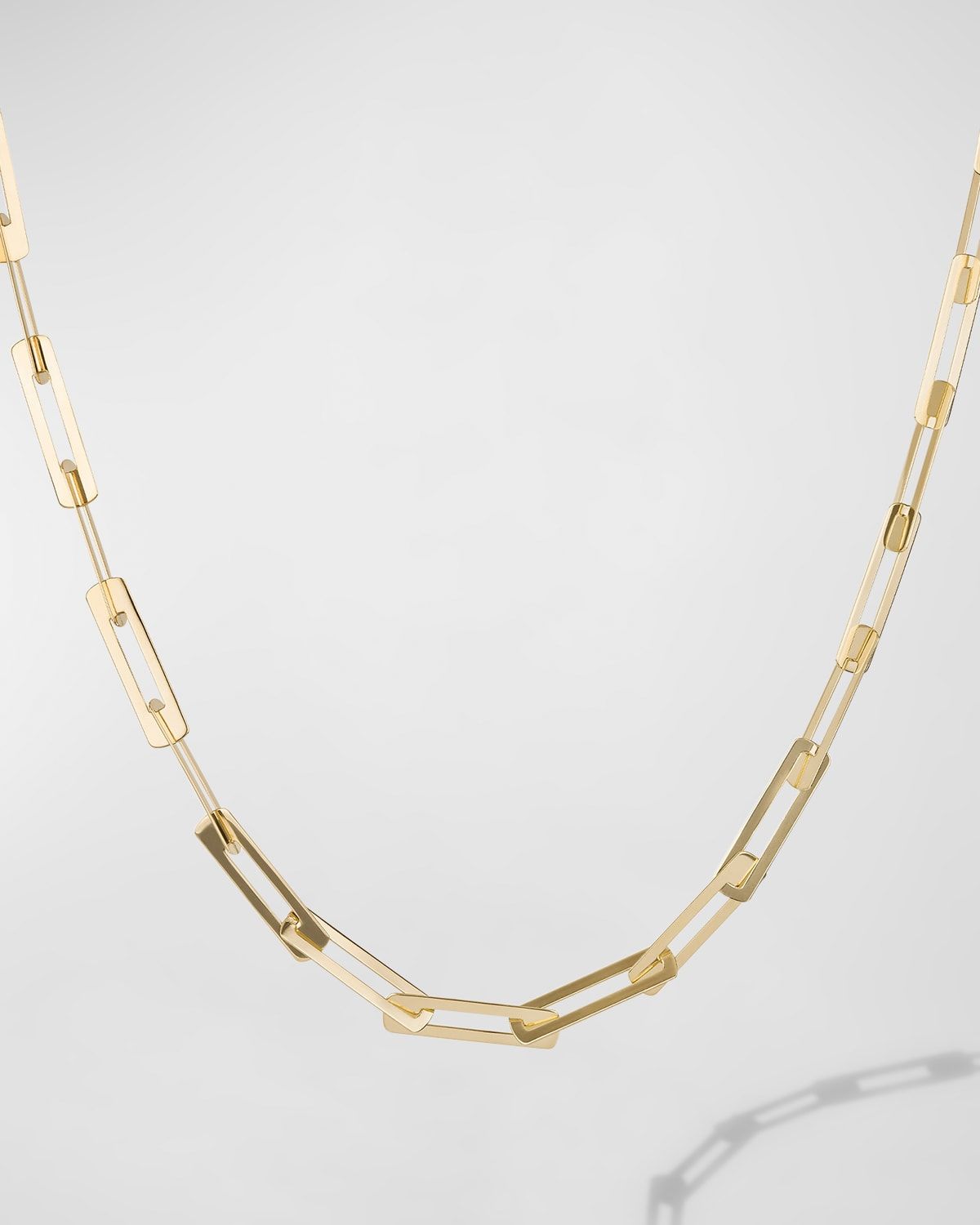 Laser Open Interlocking Rectangle Necklace, 18"L