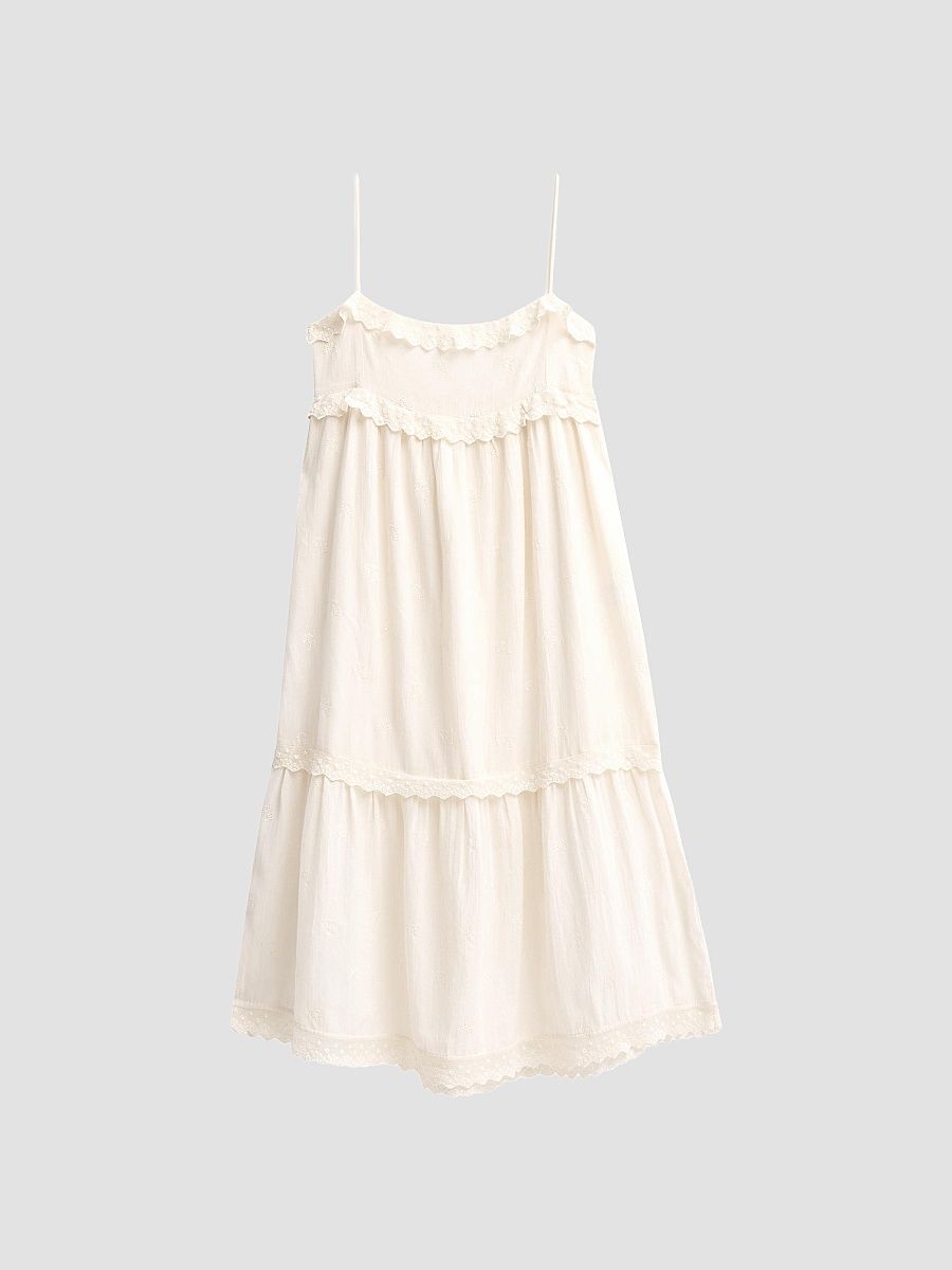 Women's Penny Lace Midi Dress - Ecru - Size Large