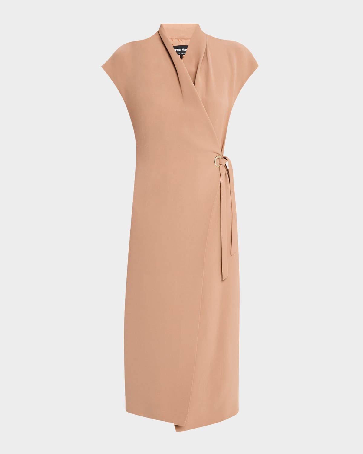 Cap-Sleeve Cupro Wrap Midi Dress