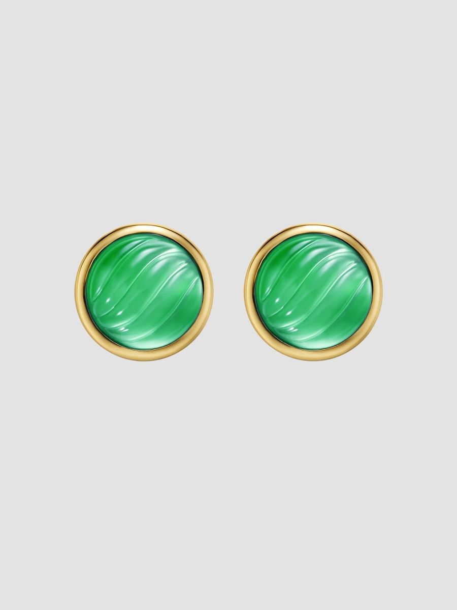 David Yurman Women's Sculpted Cable Stud Earrings in 18K Yellow Gold - Gold Green