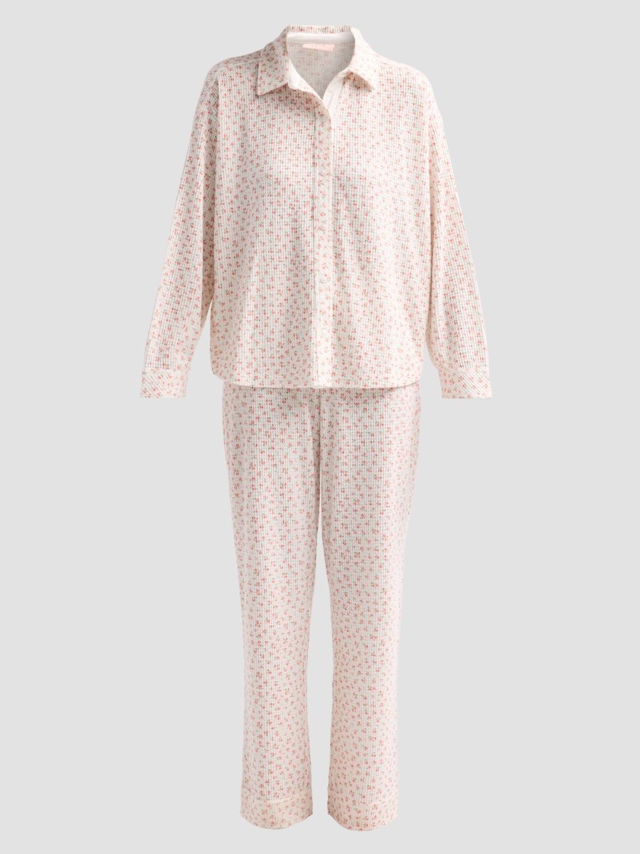 Papinelle Women's Floral Waffle-Knit Pajamas - Rosette Ditsy - Size XL