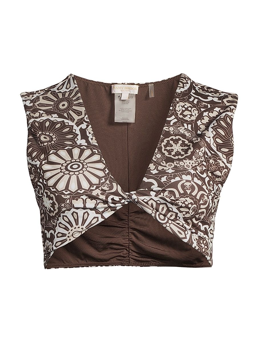 Women's Oliwia Twisted Bikini Top - Beach Brown Combo - Size Large