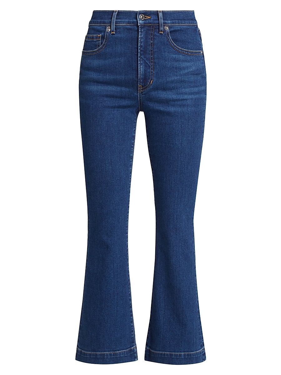 Women's Carson High-Rise Crop Flare Jeans - Bright Blue - Size 32