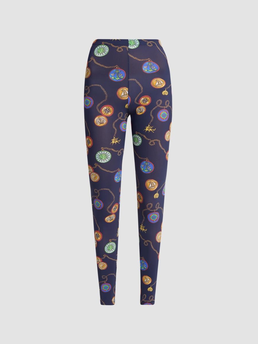 Etro Women's Status Printed Stretch Leggings - Blue Multicolor - Size Large