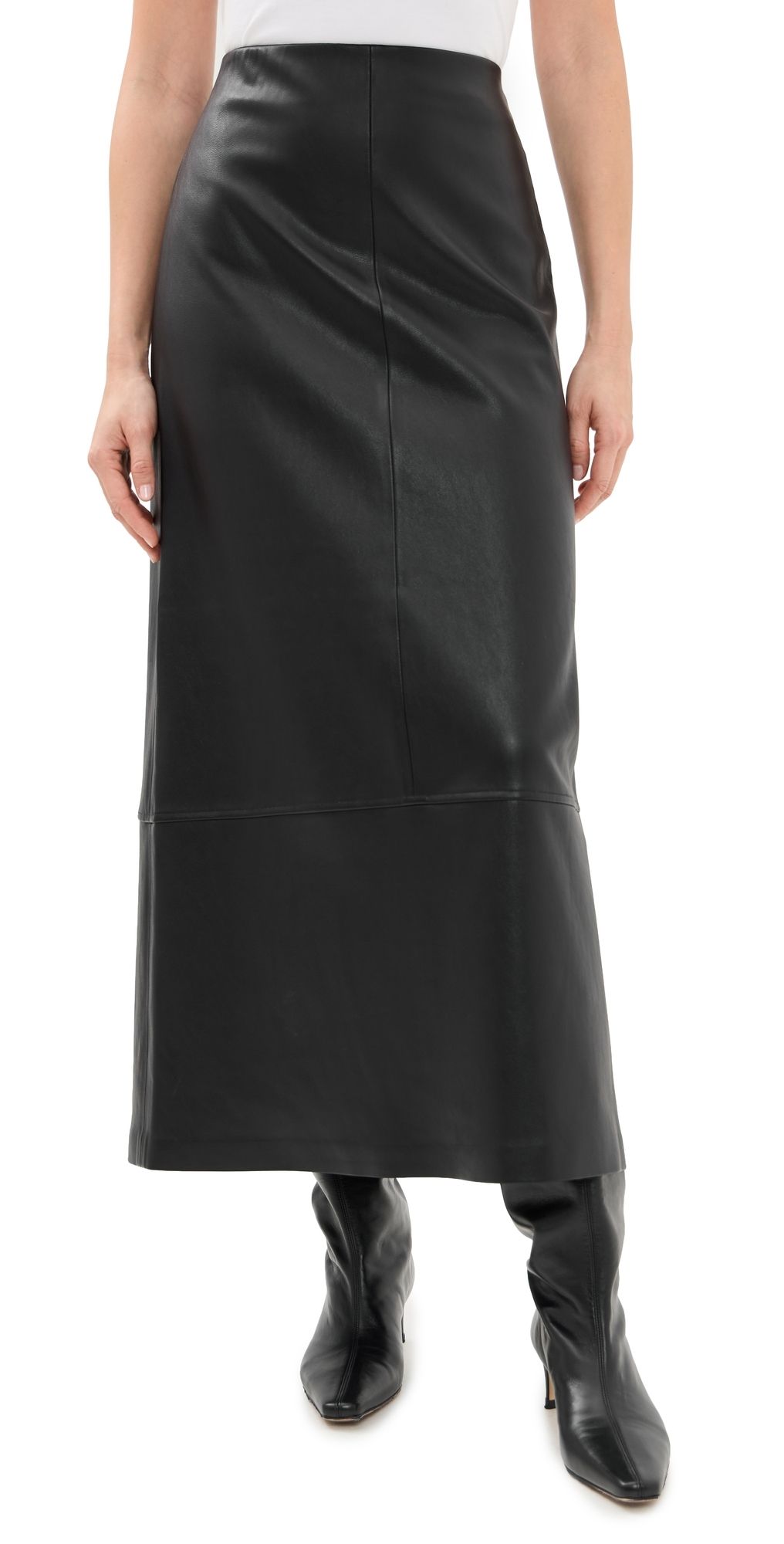 LE BOP Betty Faux Leather Maxi Skirt Midnight Navy S