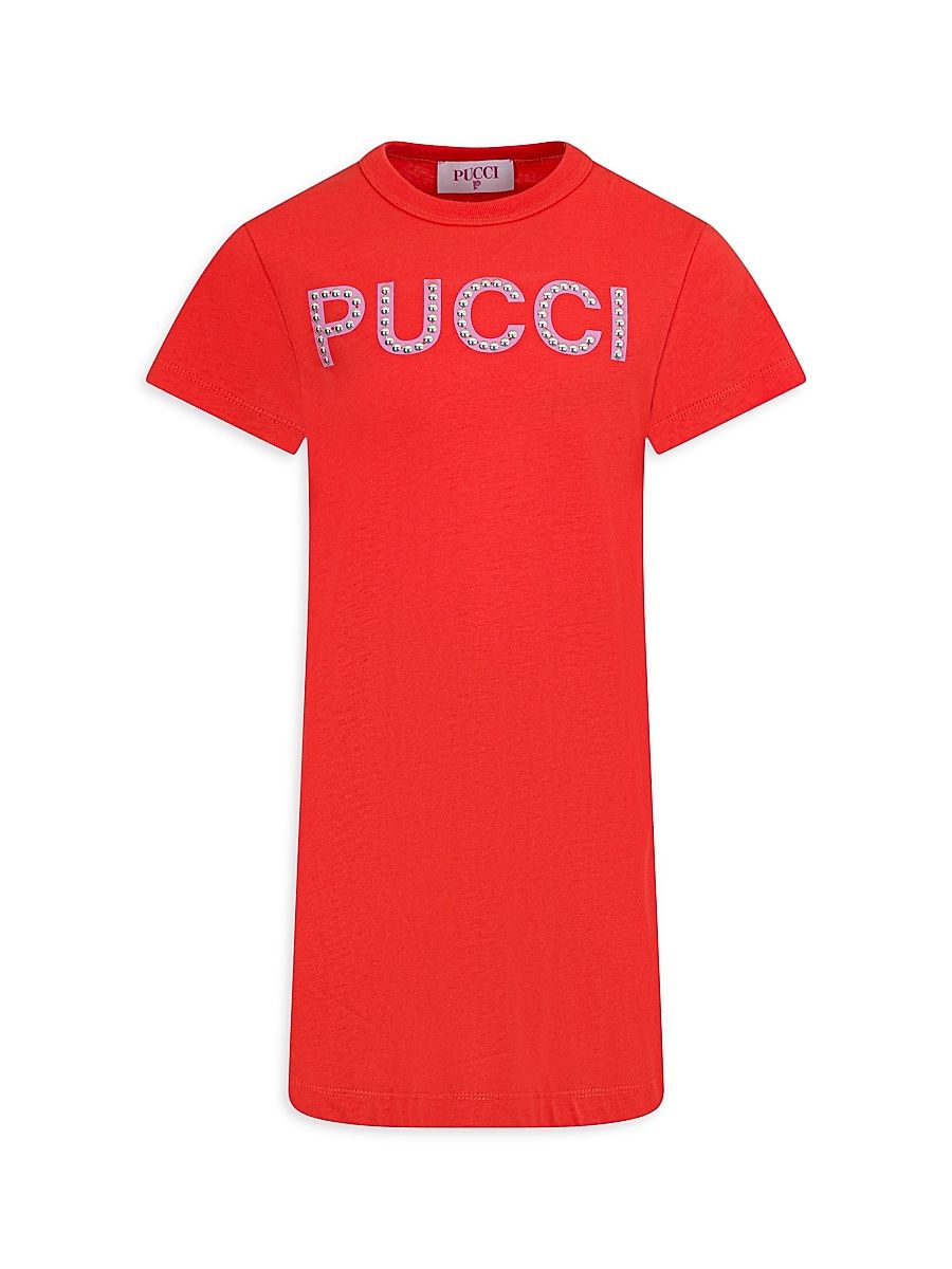 Little Girl's & Girl's Stud Logo Jersey T-Shirt Dress - Red - Size 12